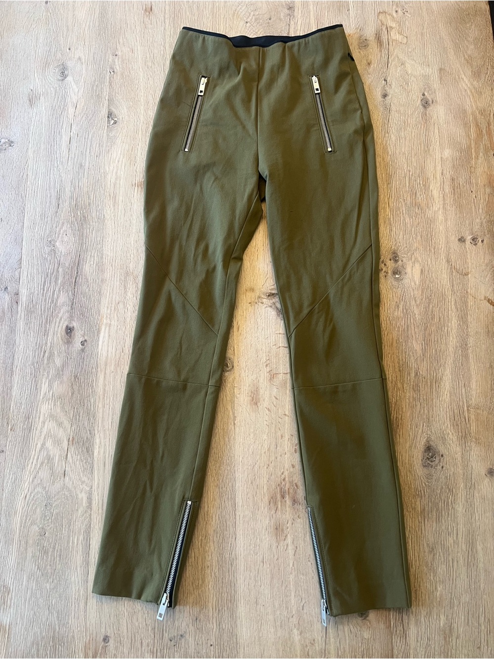 Rag & Bone Olive Green High Waist Skinny Ankle Zip Pants Size 2